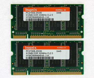 1GB (2x512MB) DDR-333 PC2700 Laptop (SODIMM) Memory RAM KIT 200