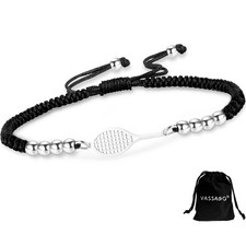 Tennis Racket Bracelet for Women Men Dainty Adjustable Racket Charm Layerin - 03