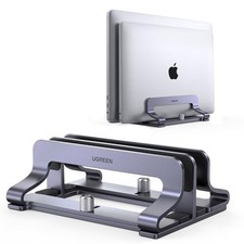 UGREEN Vertical Laptop Stand Holds Two Laptops Adjustable Width Aluminum Alloy