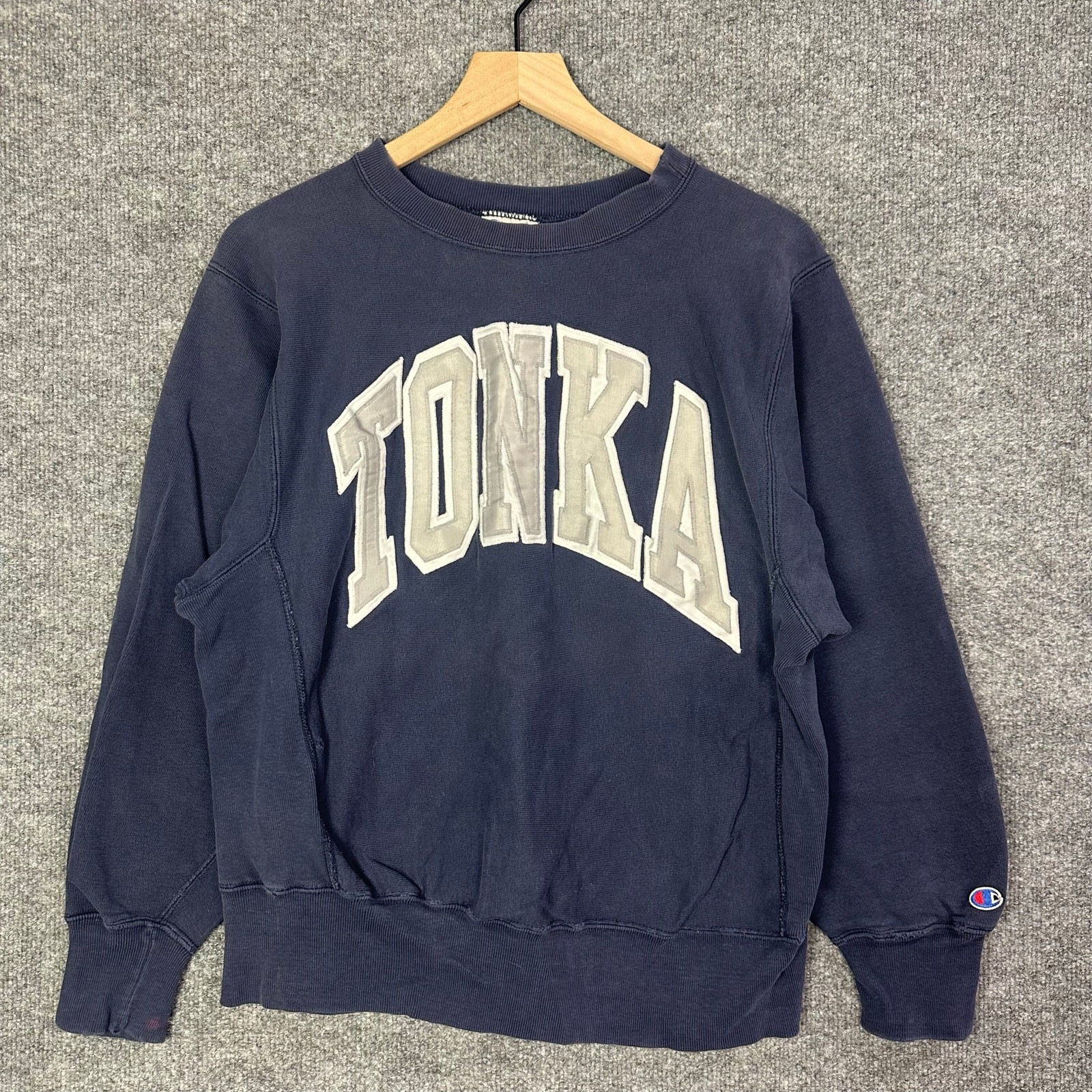 Champion Reverse Weave, Vintage Champion Reverse Weave Tonka Crew Neck Sweatshirt Made In USA