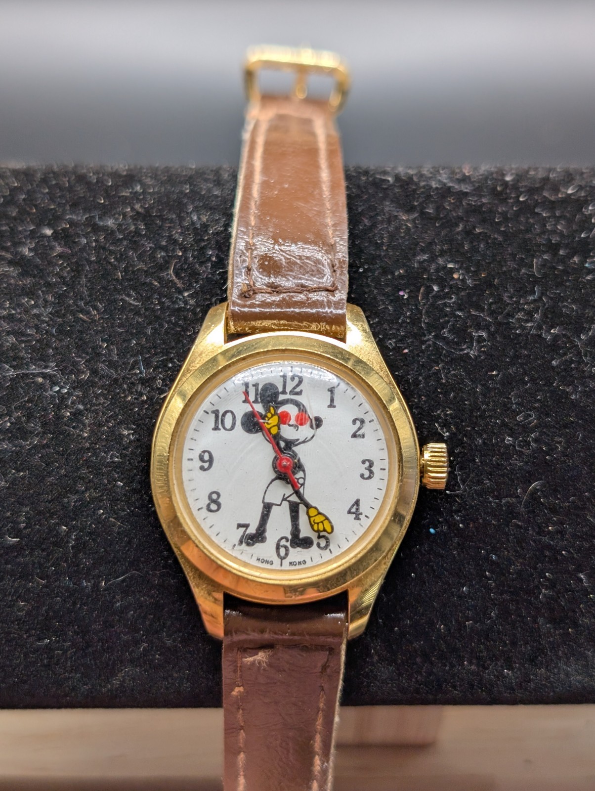 Vintage Mickey Mouse Red Eyes Watch Hong Kong Manual Wind Runs Tested