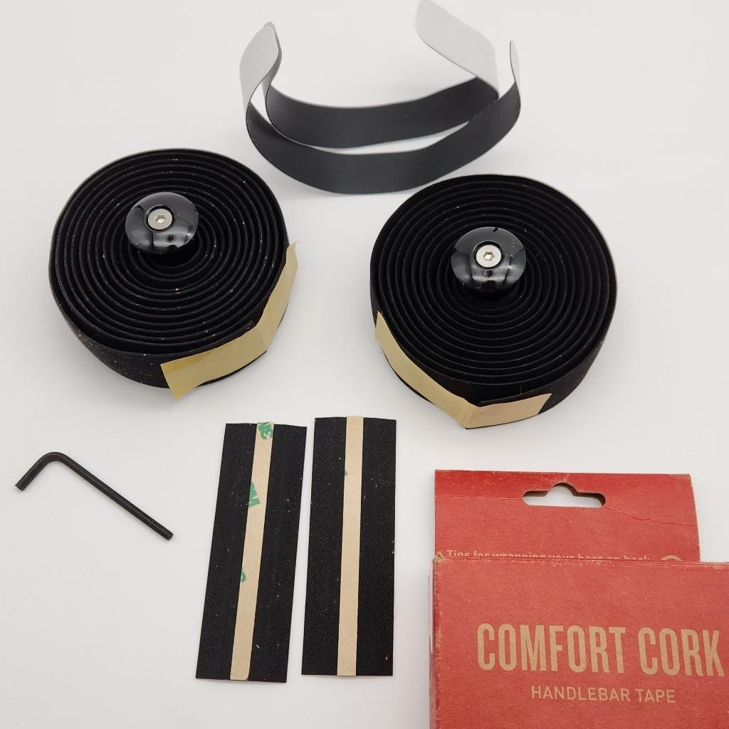 Planet Bike Comfort Gel Cork Bicycle Handlebar Tape Black W/ Plugs OPEN PACKAGE