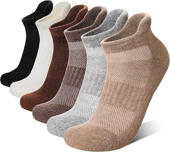 6 Pairs Merino Wool Ankle Socks Men Women Hiking Running Thick Cushioned