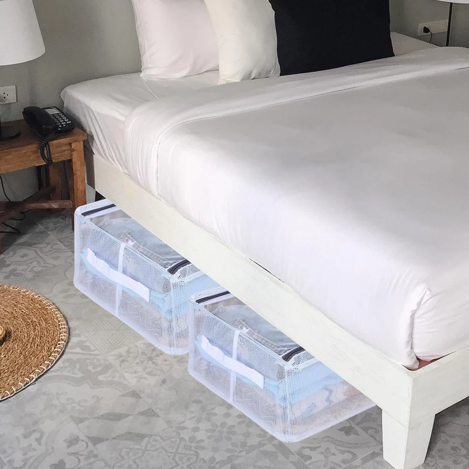 2 Pcs under Bed Shoe Boot Storage Organizers, Stackable Storage Boxes with Clear - Image 4 of 4