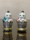 2 pcs Vintage Soviet Union Rare XMAS Decor CHRISTMAS Glass Ornament USSR, 25/48