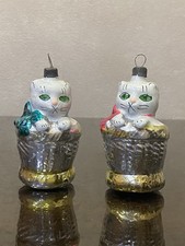 2 pcs Vintage Soviet Union Rare XMAS Decor CHRISTMAS Glass Ornament USSR, 25/48