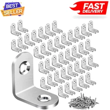 40pack L Bracket Corner Brace Sets Silver Stainless Steel 90 Degree Right Angle