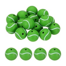 15 Pcs Silicone Sports Beads, 15mm Ball Shaped Beads, Tennis