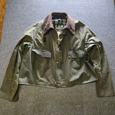 Vintage Barbour A130 Spey Wax Jacket Men's Large Olive Made in England 1991