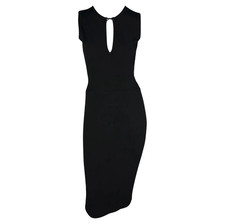 S/S 2000 Gucci by Tom Ford Black Leather Bow Sleeveless Dress