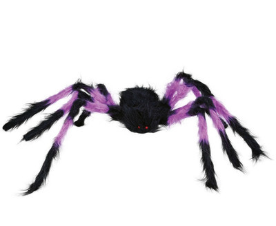 75 cm riesige schwarz-lila behaarte Spinne - Halloween Deko gruselig gruselig