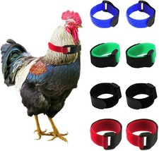 8 Pack No Crow Rooster Collars, Chicken Collar Anti-Hook Noise Multicolor