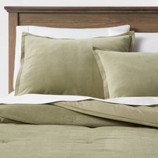 King Cotton Velvet Comforter  Sham Set Green - Threshold