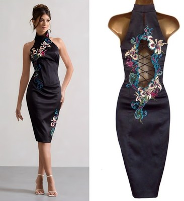 karen millen corset dress Karen Millen Floral Jacquard Plunge Corset Pencil Midi Dress in Mono