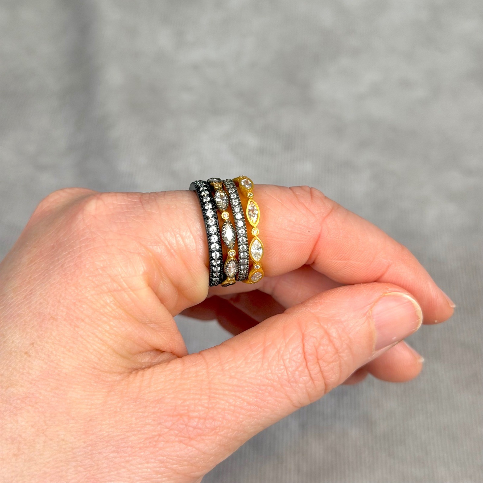 Freida Rothman Mixed Metal Stackable Ring Set Gol… - image 4