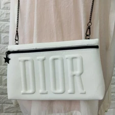 Dior Novelty Shoulder Logo Pouch White from Japan