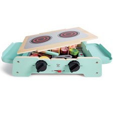 Hape: Sizzling Griddle  Grill BBQ - Teal Wooden Food Playset, Ages 2 
