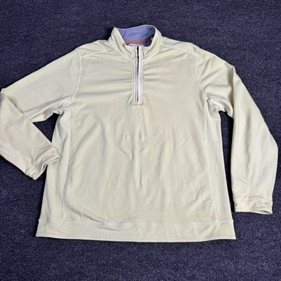 TOMMY BAHAMA Island Crafted 1/4 Zip Pullover Sweater Men XL Green Casual