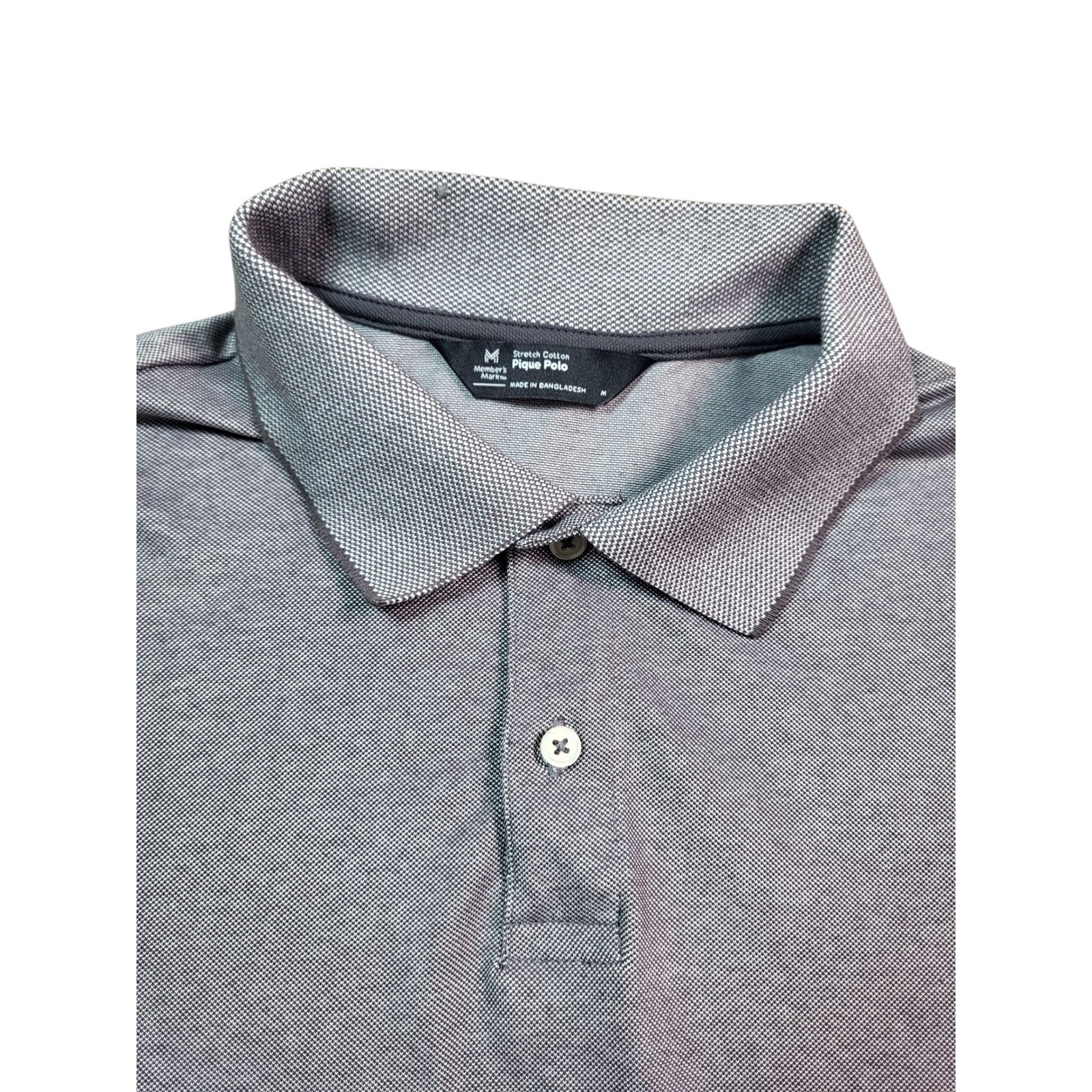 Members Mark Mens Pique Polo Shirt Stretch Cotton Gray Casual Top