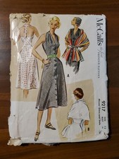 McCall's 1950s Formal Dress And Stole Pattern B30" INCOMPLETE
