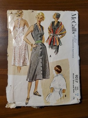 McCall's 1950s Formal Dress And Stole Pattern B30" INCOMPLETE | eBay