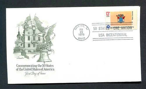 USA : #1635 - 50 States Artmaster FDC from 1976 - New Jersey State Flag