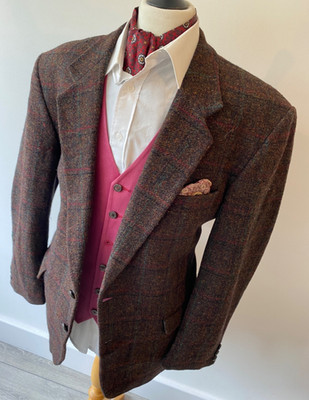 HARRIS TWEED mens WESTBURY COUNTRY BROWN RUSTIC CHECK SPORTS JACKET BLAZER 44''