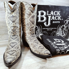 Black Jack Full Diamondback Rattlesnake Cowboy Boots Men 12 D Natural Western