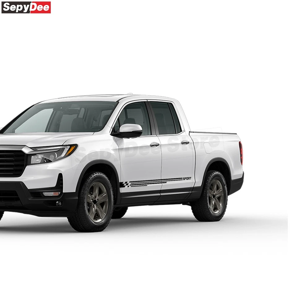 For Honda Ridgeline Side Stripes Sticker Pickup Truck Racing Sport Body Decal - Image 3 of 4