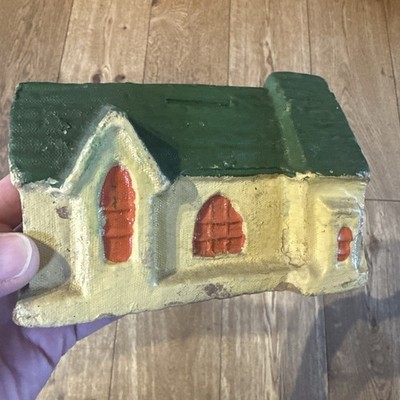 Vintage 20er Jahre Hauskirchen Pappmaché Charity Spende Spardose seltenes Exemplar