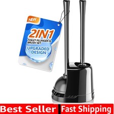 Toilet Plunger and Brush, Bowl Brush and Heavy Duty Toilet Plunger Set with V...