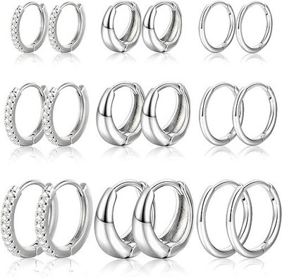 Small Gold Hoops Earrings for Women 14K Mini Gold Huggie Hoop Earrings Set