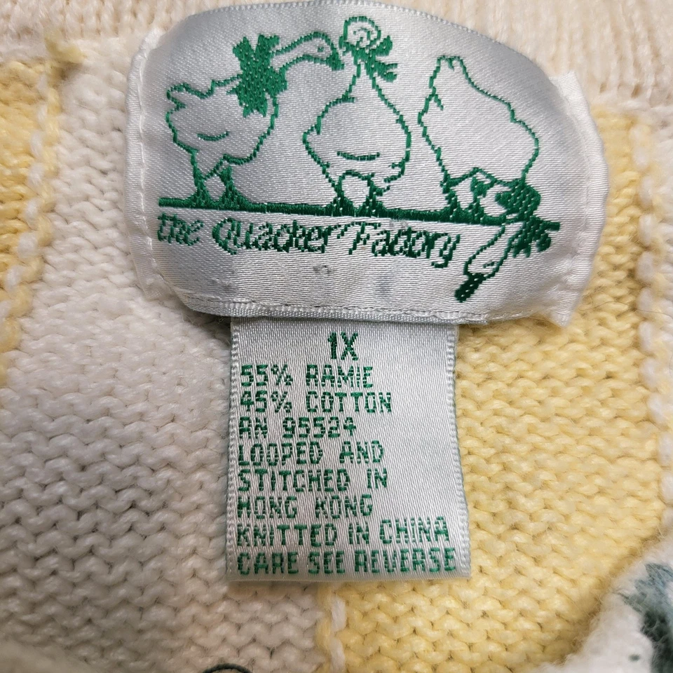 Vintage Quacker Factory Sweater Womens 1X Stripe Cardigan Embroidered 90s - Image 2 of 4