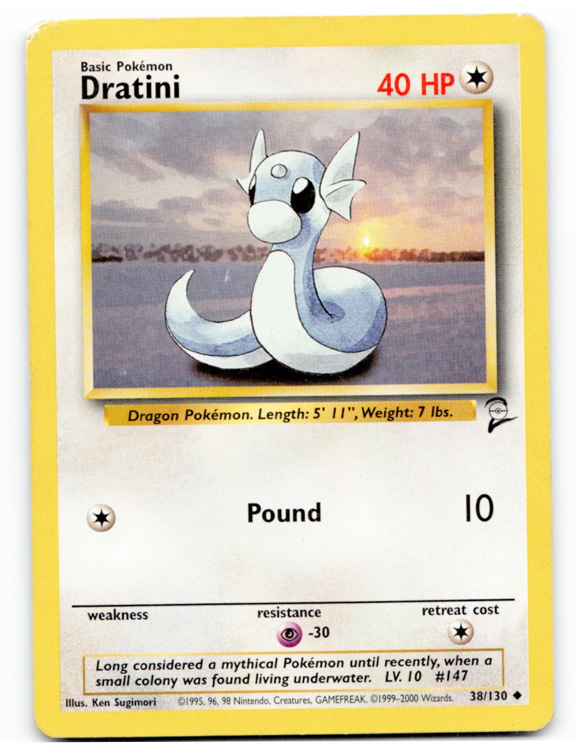 Dratini 38/130 Uncommon Base Set 2 Pokemon 2000 Moderately Played