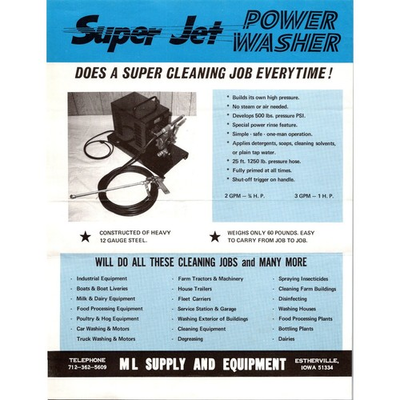 #ad ML Supply amp; Equipment Power Washer Estherville IA Vintage Farming Leaflet SJ23 $27.00