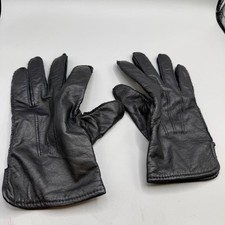 Vintage Black Leather Gloves Large Knit Lined Winter Driving Cold Weather