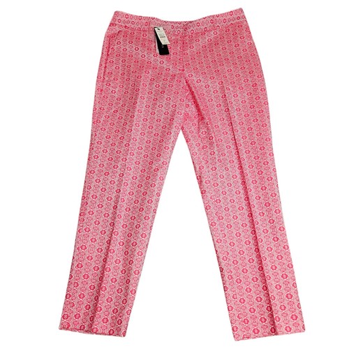Talbots Heritage Pants Womens Size 6 PETITE Pockets Pink White Geometric NEW