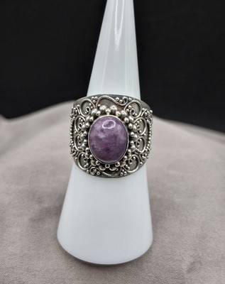Purple Charoite Ring, size 7.5, Sterling Silver, Southwestern, Boho, Artisan 