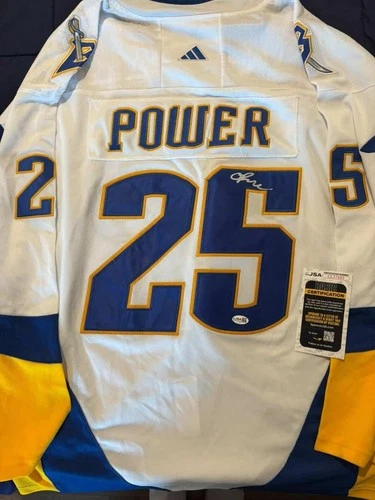NHL  STAR OWEN POWER SIGNED BUFFALO SABRES JERSEY WITH JSA