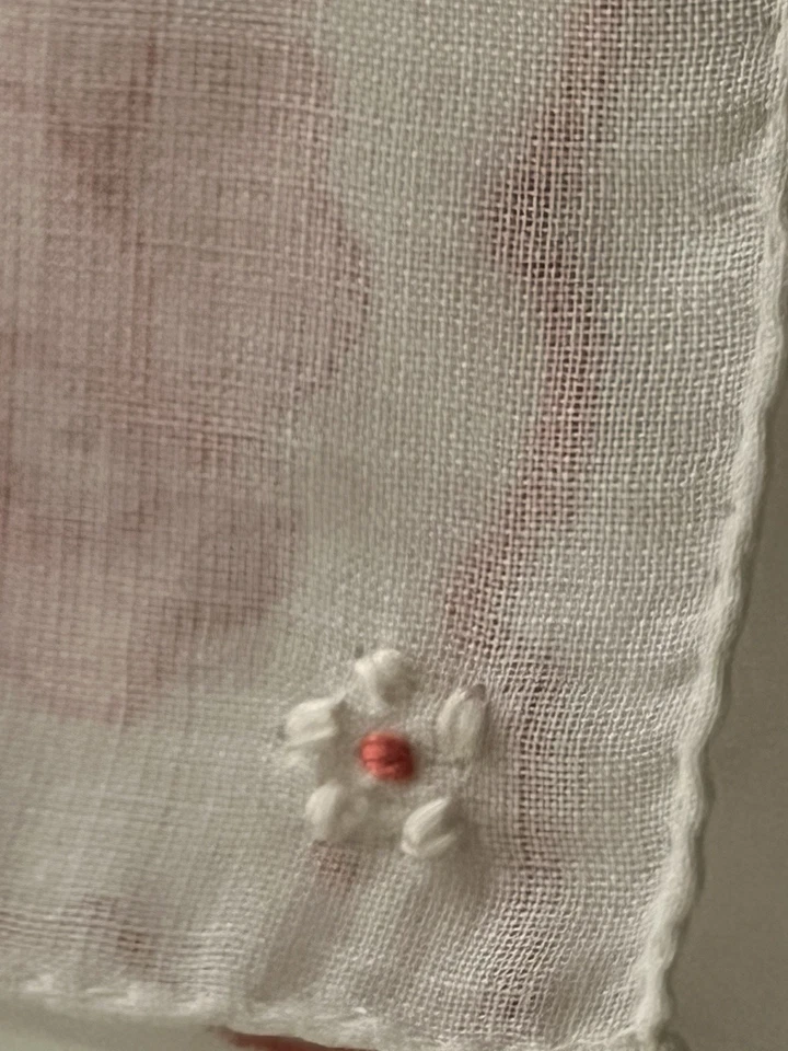 复古全新带标签 Madeira Monogrammed 亚麻手帕 深粉色 初始“J” — 第 4/4 张图片