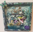 Green purple Collage mixed media Shadow Box Art Handcrafted One Of A Kind   — photo 1