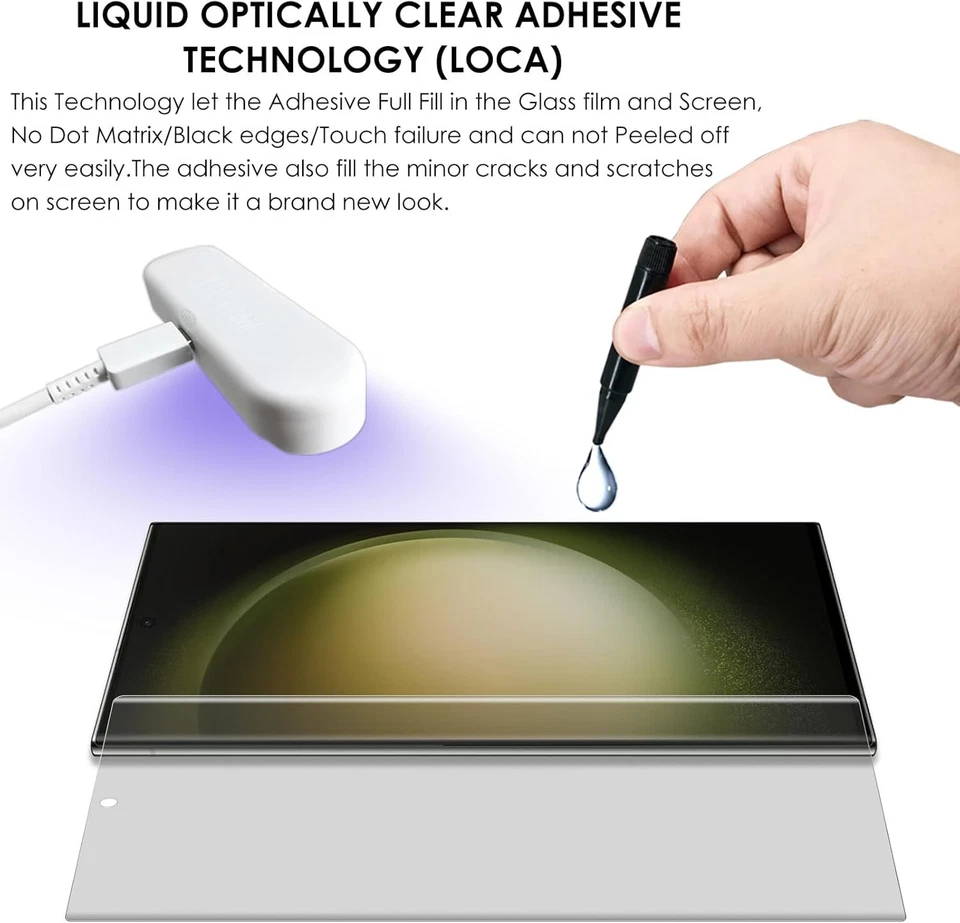 [2 Pack]Galaxy S23 Ultra matte screen protector, UV liquid full screen adhesive - image 3 of 4