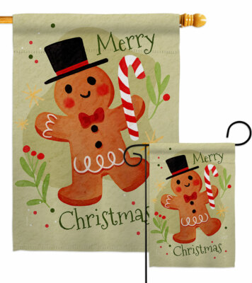 Mr Gingerbread Garden Flag Christmas Winter Decorative Gift Yard House Banner