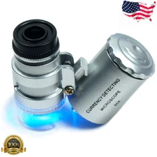 60X Magnifying Loupe Jewelry Jewelers Pocket Magnifier Loop Eye Glass Led Light 