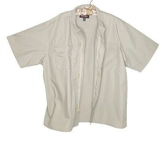 Tru-Spec Size XL Khaki Heavy Duty Thick Short Sleeve Zip Up Tough Work Shirt - Image 3 of 4