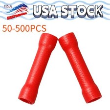 500-50Pcs Red Butt Wire Connectors Crimp Terminals Electrical 22-18 AWG NEW
