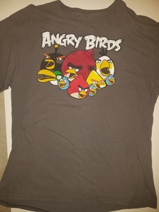 red and yellow black and white shirt