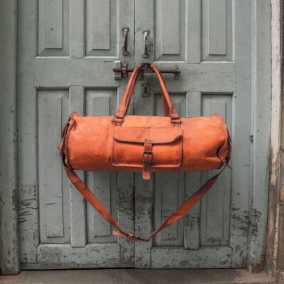 Men's Duffle Leather Large Travel Fitness Weekend Overnight Bag A Retro