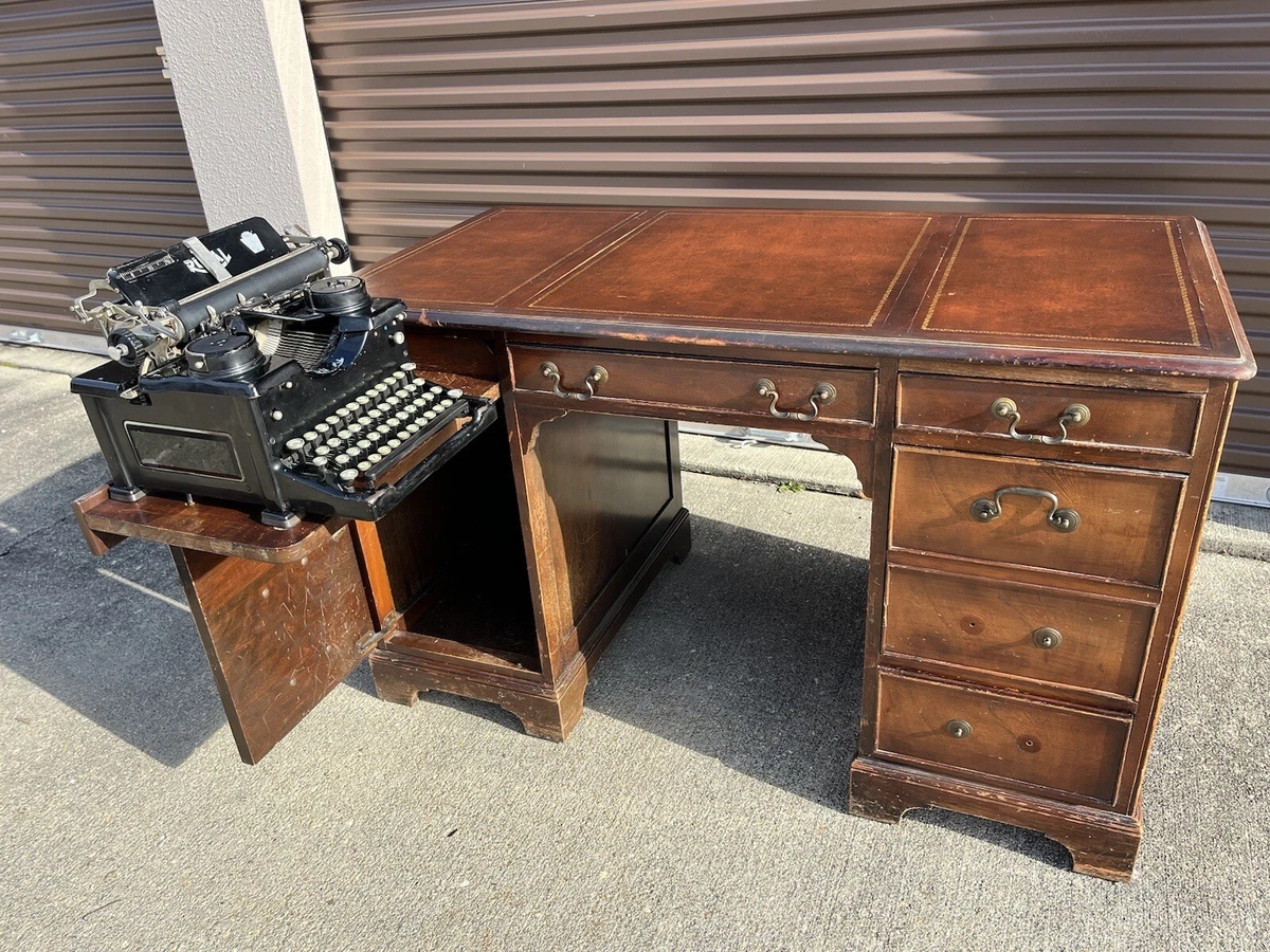 Vintage Sligh Lowry Executive Desk With Built in Royal Typewriter
