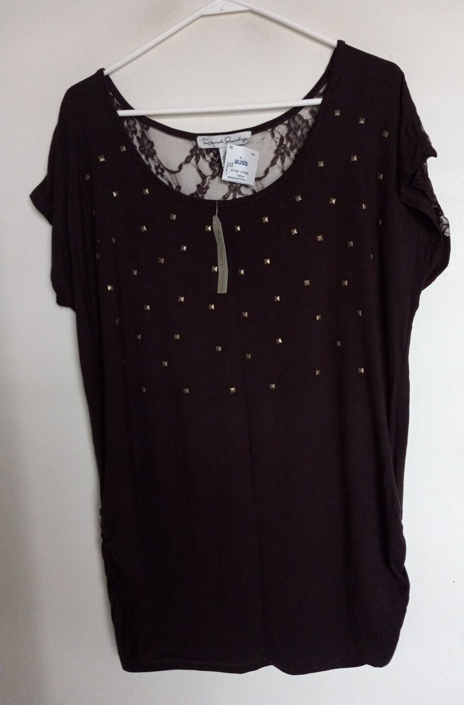 French Laundry womens XL brown long sleeve studded top new